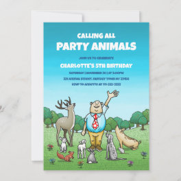 Calling All Party Animals Birthday Invitation