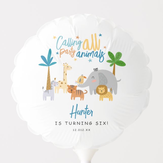 Calling All Party Animals Birthday Party Balloon (Front)