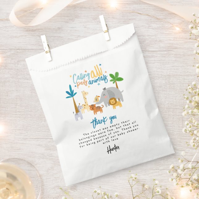 Calling All Party Animals Birthday Party Favor Bag (Clipped)