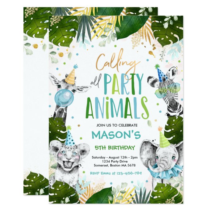 Calling All Party Animals Birthday Safari Birthday Invitation