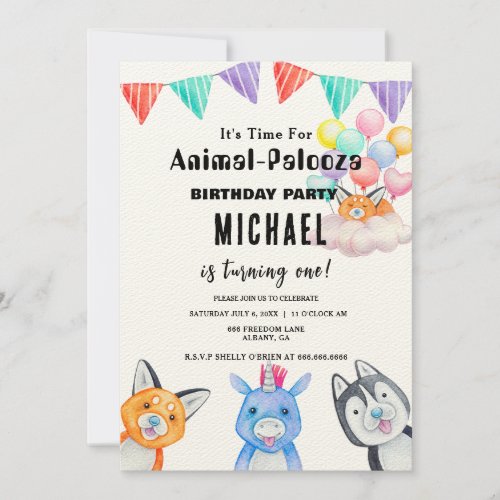 Calling All Party Animals Boy Girl Safari Birthday Invitation