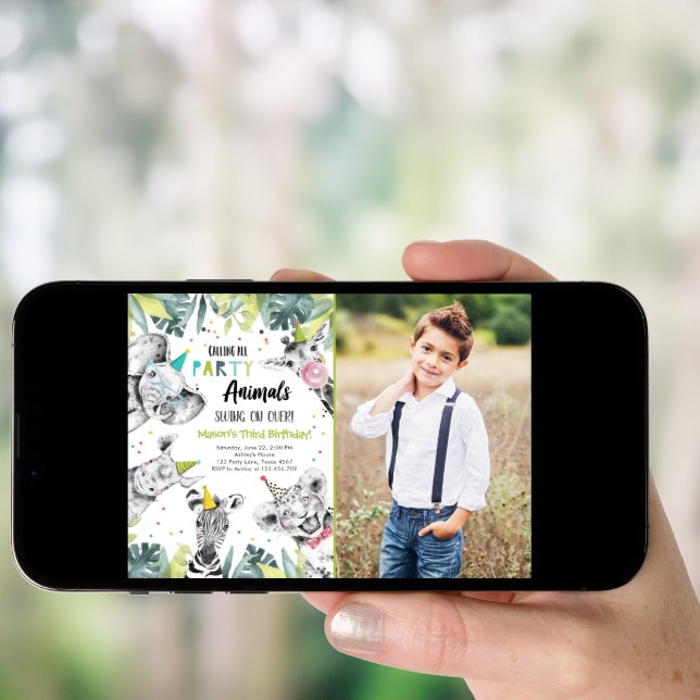 Calling All Party Animals Boy Safari Birthday  Inv Invitation (Front Digital)