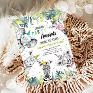 Calling All Party Animals Boy Safari Birthday  Inv Invitation