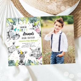 Calling All Party Animals Boy Safari Birthday Inv Invitation