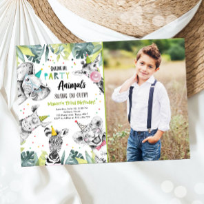 Calling All Party Animals Boy Safari Birthday  Inv Invitation
