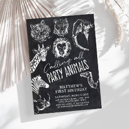 Calling All Party Animals Chalkboard Birthday Invitation