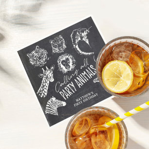 Calling All Party Animals Chalkboard Birthday Napkins