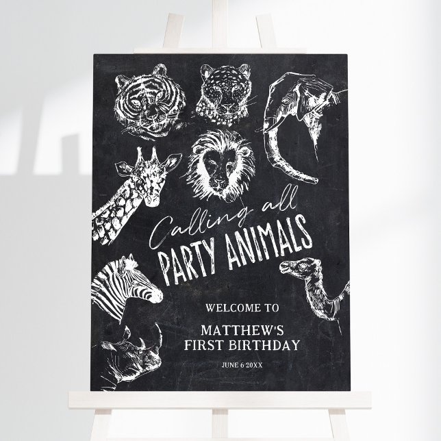 Calling All Party Animals Chalkboard Birthday Sign (Creator Uploaded)