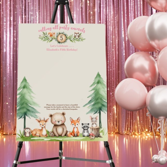 Calling All Party Animals Girl Birthday Message Foam Board (Creator Uploaded)