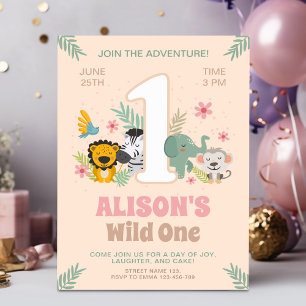 Calling all party animals, Jungle 1st Birthday Invitation