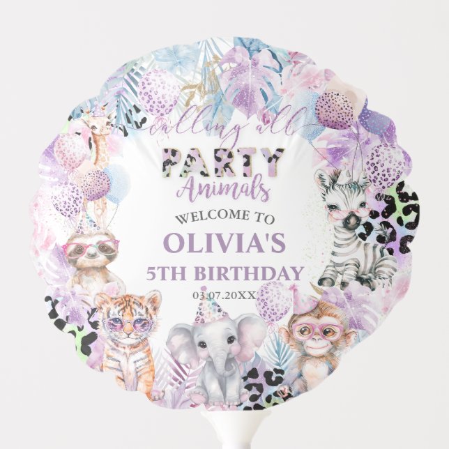 Calling All Party Animals Jungle Safari Birthday Balloon (Front)