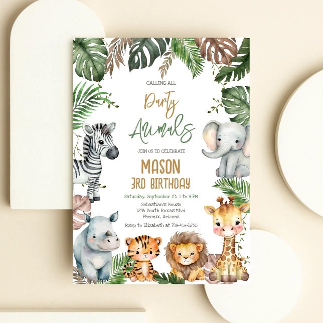 Calling All Party Animals Jungle Safari Birthday Invitation (Creator Uploaded)