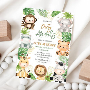 Calling All Party Animals Jungle Safari Birthday Invitation