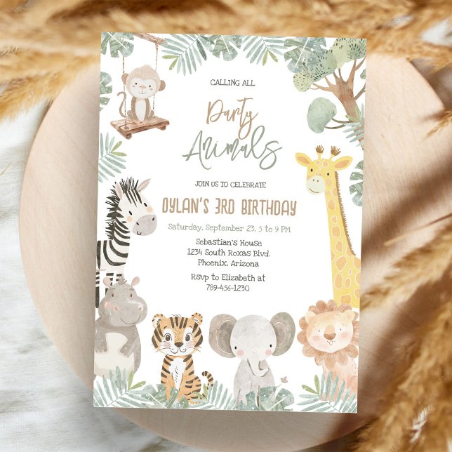 Calling All Party Animals Jungle Safari Birthday  Invitation (Creator Uploaded)