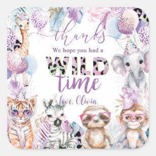 Calling All Party Animals Jungle Safari Birthday Square Sticker