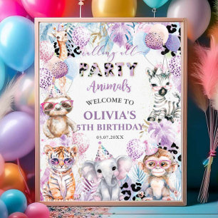 Calling All Party Animals Jungle Safari Welcome Poster
