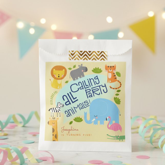 Calling all party animals kids birthday party favor bag (Creator Uploaded)
