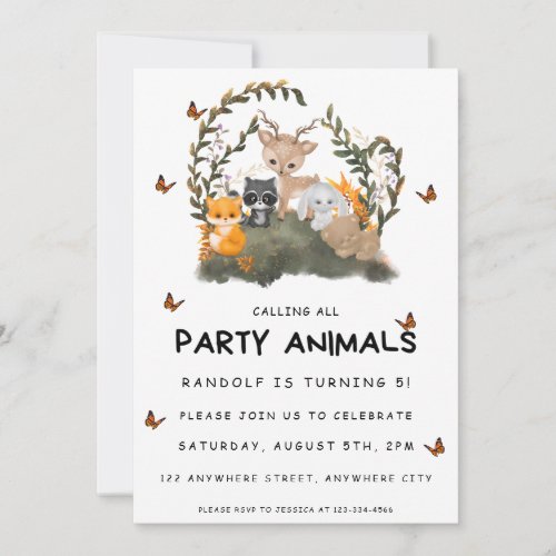 Calling All Party Animals Kids Birthday Party Invitation