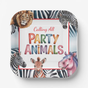 Calling All Party Animals Kids' Birthday Party Paper Plates