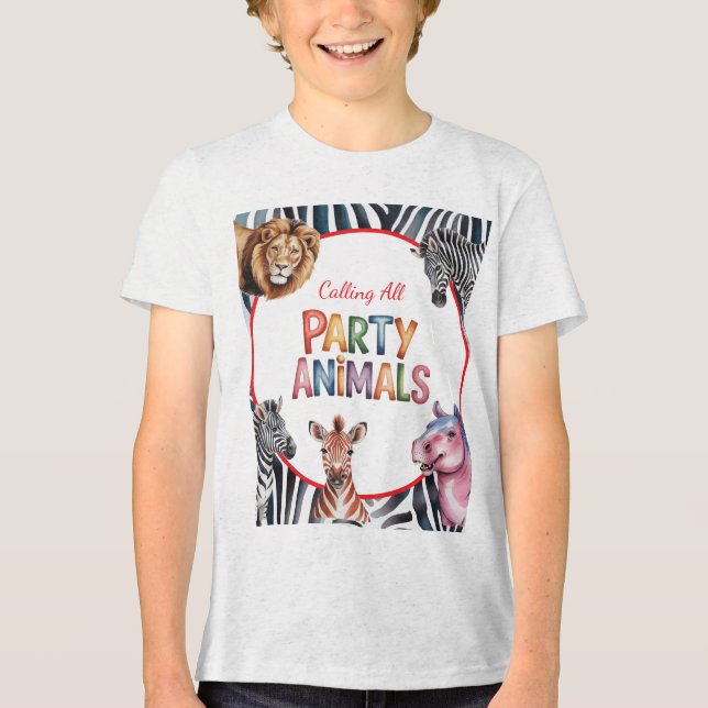 Calling All Party Animals Kids' Birthday Party Tri-Blend Shirt (Front)
