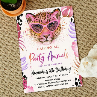 Calling All Party Animals - Leopard Birthday Invitation