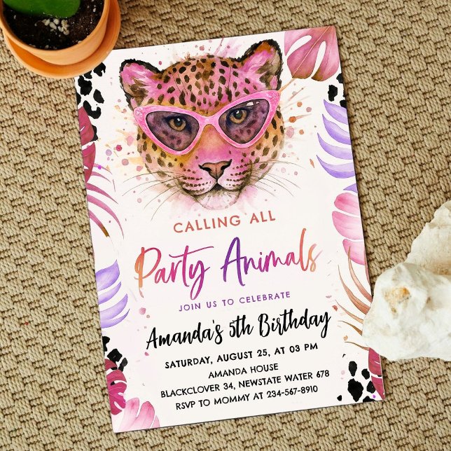 Calling All Party Animals - Leopard Birthday Invitation (Calling All Party Animals - Leopard Birthday Invitation)