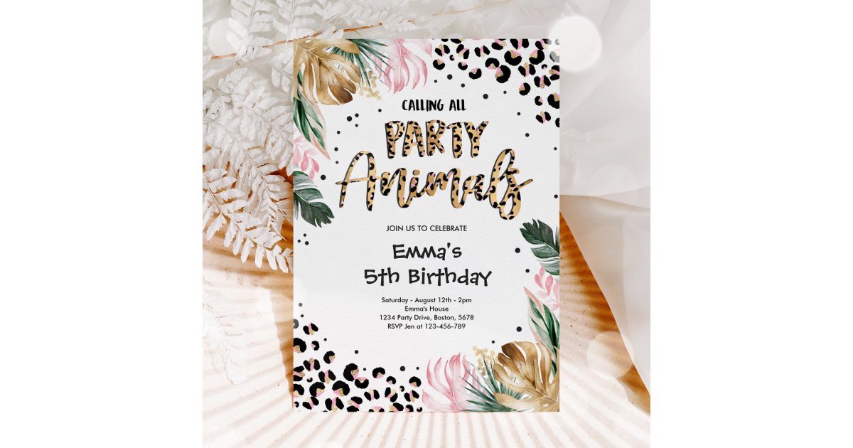 Calling All Party Animals Leopard Print Birthday  Invitation