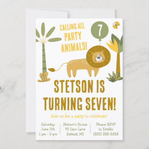 Calling All Party Animals! Lion, Safari Birthday Invitation