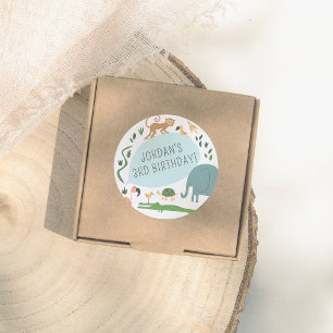 Calling All Party Animals! Modern Birthday Party Classic Round Sticker