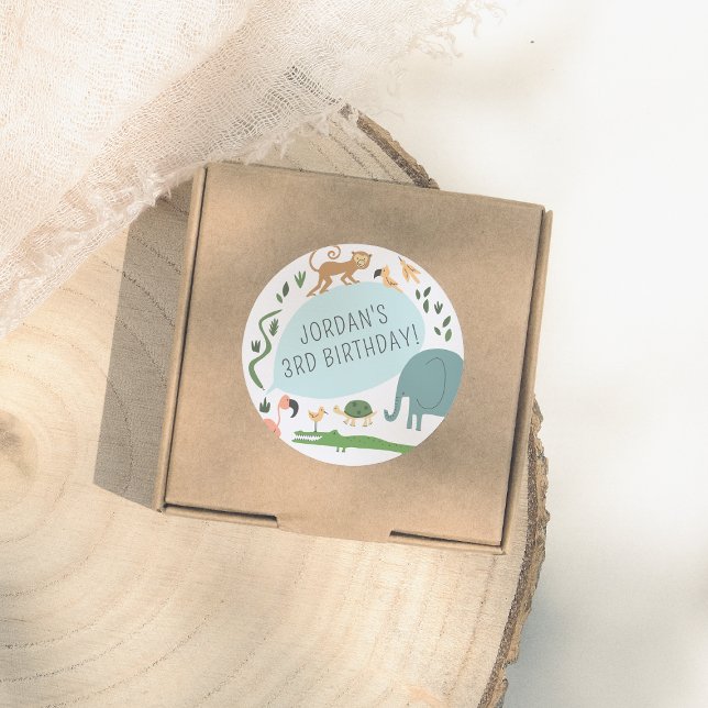 Calling All Party Animals! Modern Birthday Party  Classic Round Sticker (Creator Uploaded)