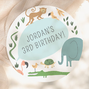 Calling All Party Animals! Modern Birthday Party Paper Plates