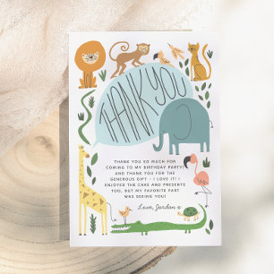 Calling All Party Animals! Modern Birthday Party  Thank You Card