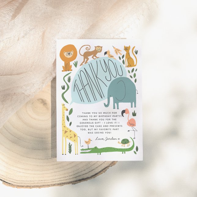 Calling All Party Animals! Modern Birthday Party  Thank You Card (Creator Uploaded)