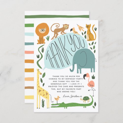 Calling All Party Animals Modern Birthday Party  Thank You Card