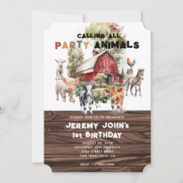 Calling All Party Animals Modern Rustic Birthday Invitation
