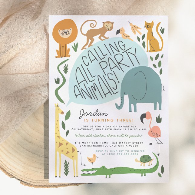 Calling All Party Animals | Modern Safari Birthday Invitation (Creator Uploaded)
