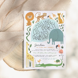Calling All Party Animals Modern Safari Birthday Invitation