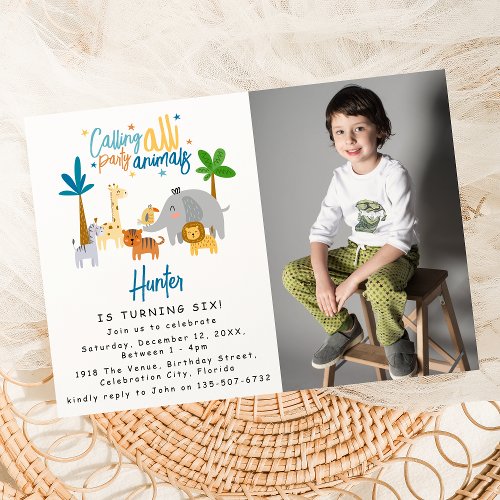 Calling All Party Animals Photo Birthday Party Invitation