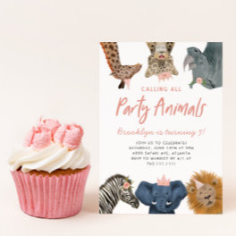 Calling All Party Animals Pink Safari Birthday Invitation