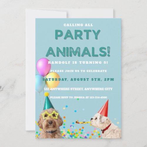Calling All Party Animals Puppy Dog Birthday Party Invitation