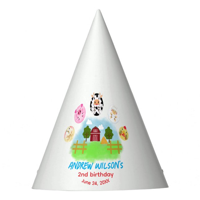 Calling All Party Animals Rustic Farm Barn Yard Party Hat (Front)