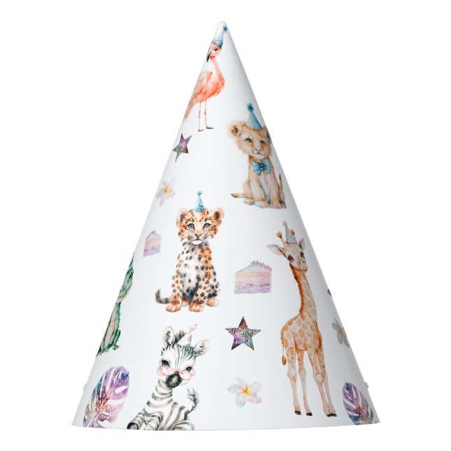 Calling all Party Animals Safairi themed Birthday Party Hat (Front)