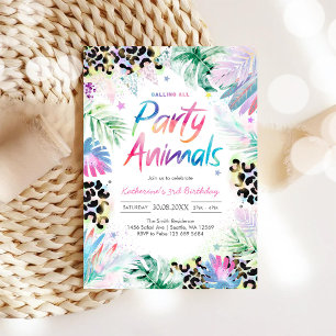 Calling All Party Animals Safari Birthday Invitation