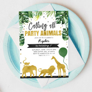 Calling All Party Animals Safari Birthday Invitation