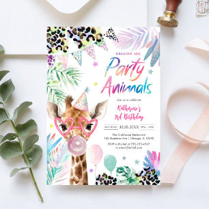 Calling All Party Animals Safari Birthday Invitation