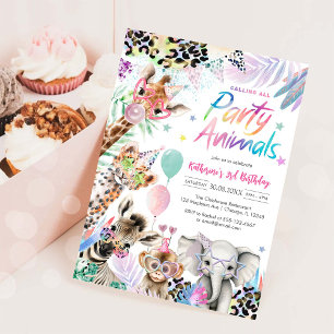 Calling All Party Animals Safari Birthday Invitation