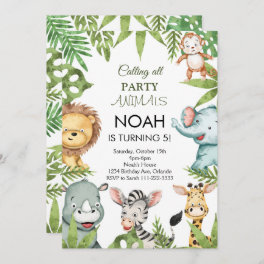 Calling All Party Animals Safari Birthday Invite