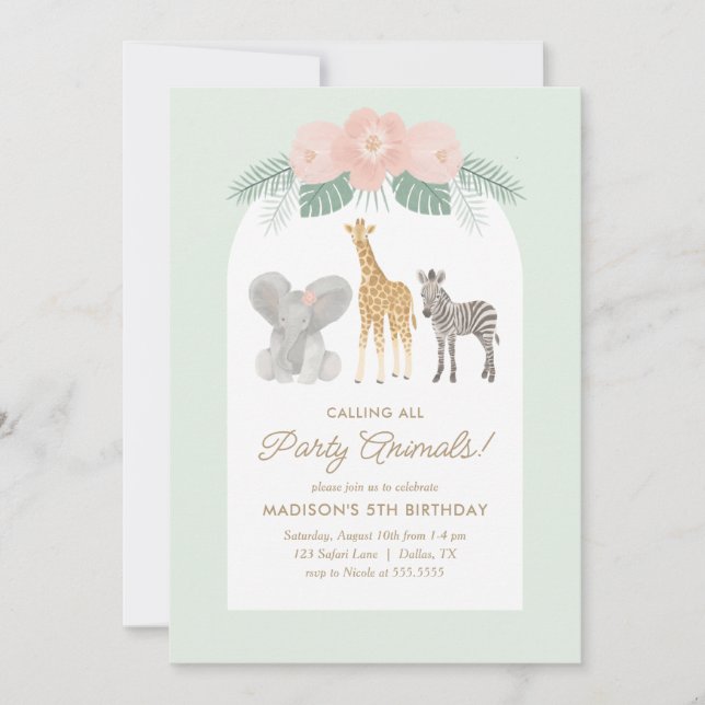 Calling all Party Animals Safari Birthday Party Invitation (Front)