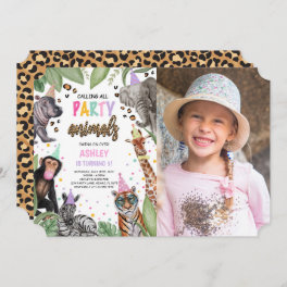 Calling All Party Animals Safari Birthday Photo Invitation