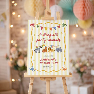 Calling All Party Animals Safari Birthday Welcome Foam Board
